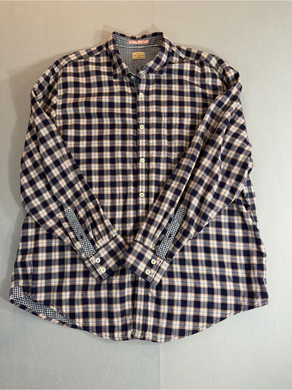 Tommy Bahama Jeans Plaid Button Front Shirt Men’s XXL Blue Pink Long Sleeve
